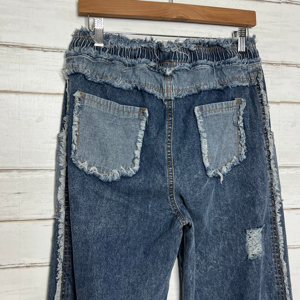 POL Distressed Patchwork Jeans Small Wide Leg Boh… - image 10
